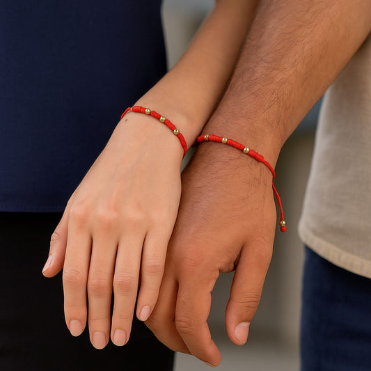 Pulsera 7 Nudos Individual o Parejas - Baño de Oro 18 Kilates