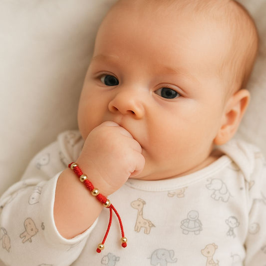 Pulsera Protección Niños 7 Nudos Oro Laminado 18K Italiano Garantia 24 Meses